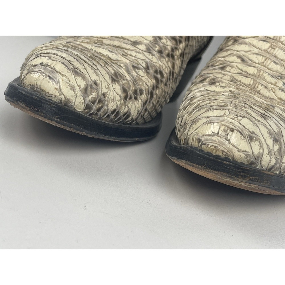 Vaquero Cowboy Boots Red Leather Uppers With White/black Snakeskin On Lower - Picture 15 of 16